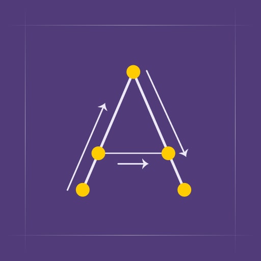 A stylized illustration of the uppercase letter A, formed by connected dots and lines like a constellation.
