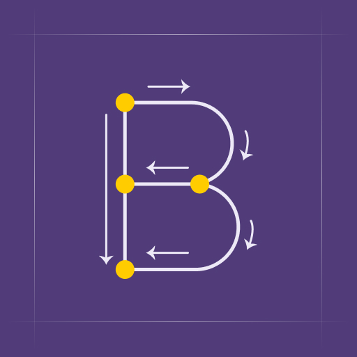 A stylized illustration of the uppercase letter B, formed by connected dots and lines like a constellation.