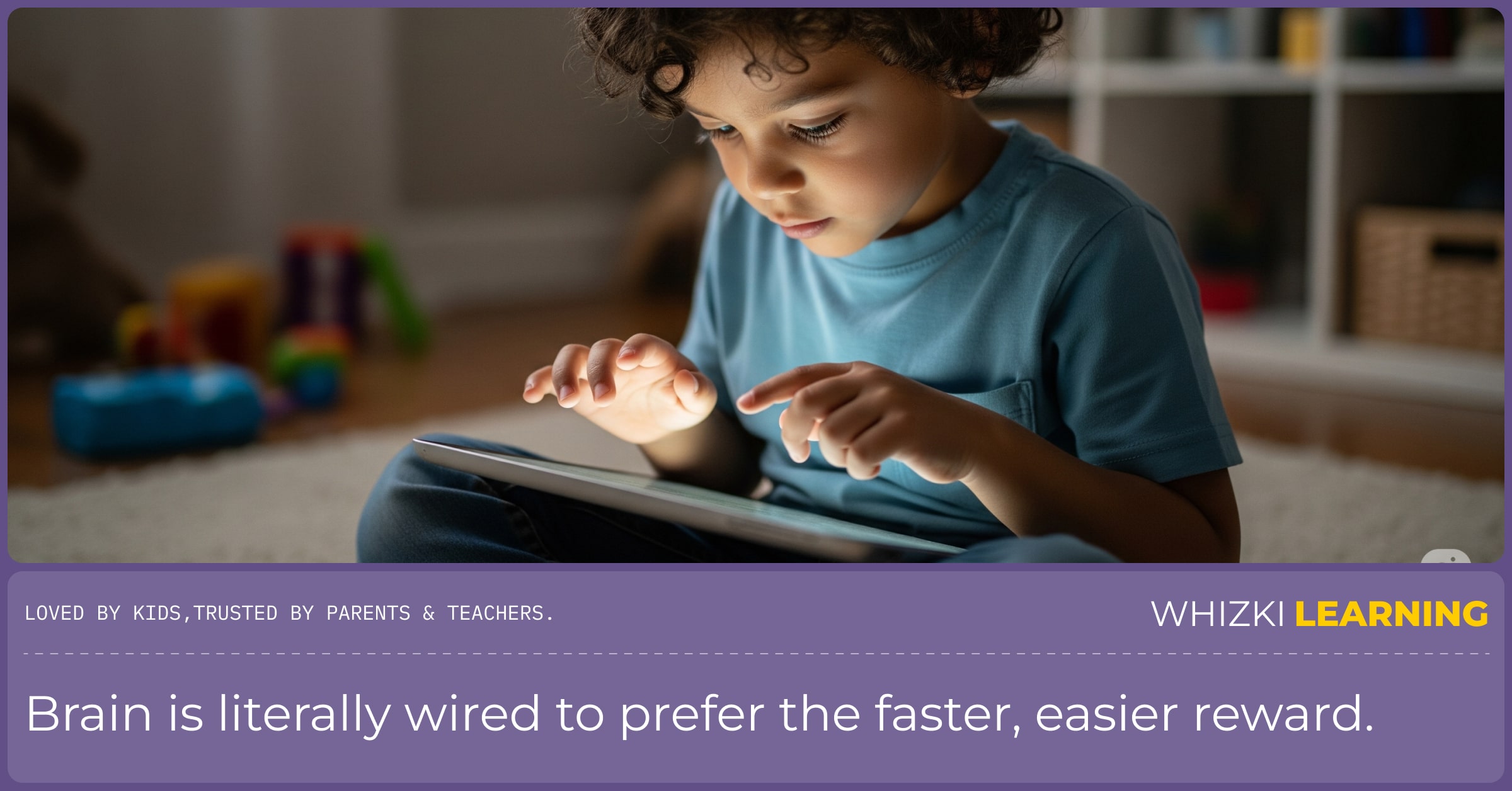 A young boy looking intently at a tablet screen, illustrating digital absorption.