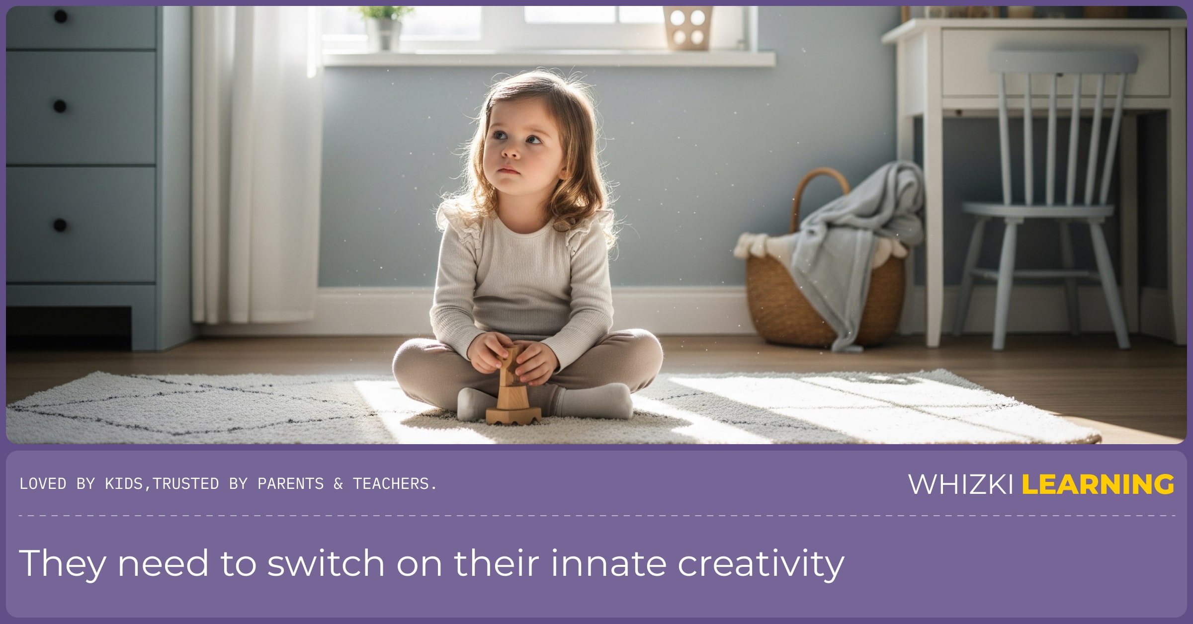 A young child sitting on a wooden floor, looking peacefully out a large window as sunlight streams in.