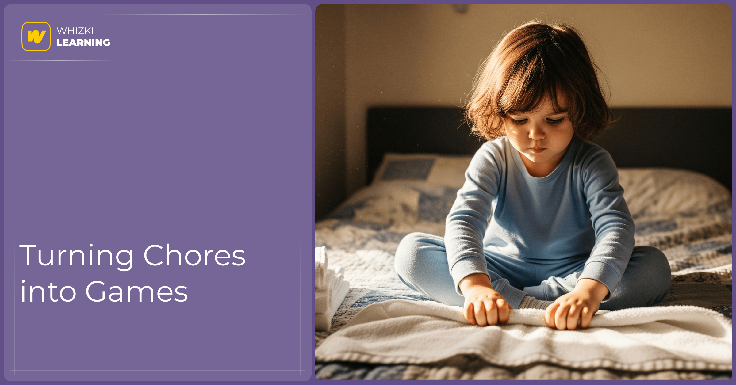 A child helps to fold laundry, showing how everyday chores build a sense of responsibility and fine motor skills.