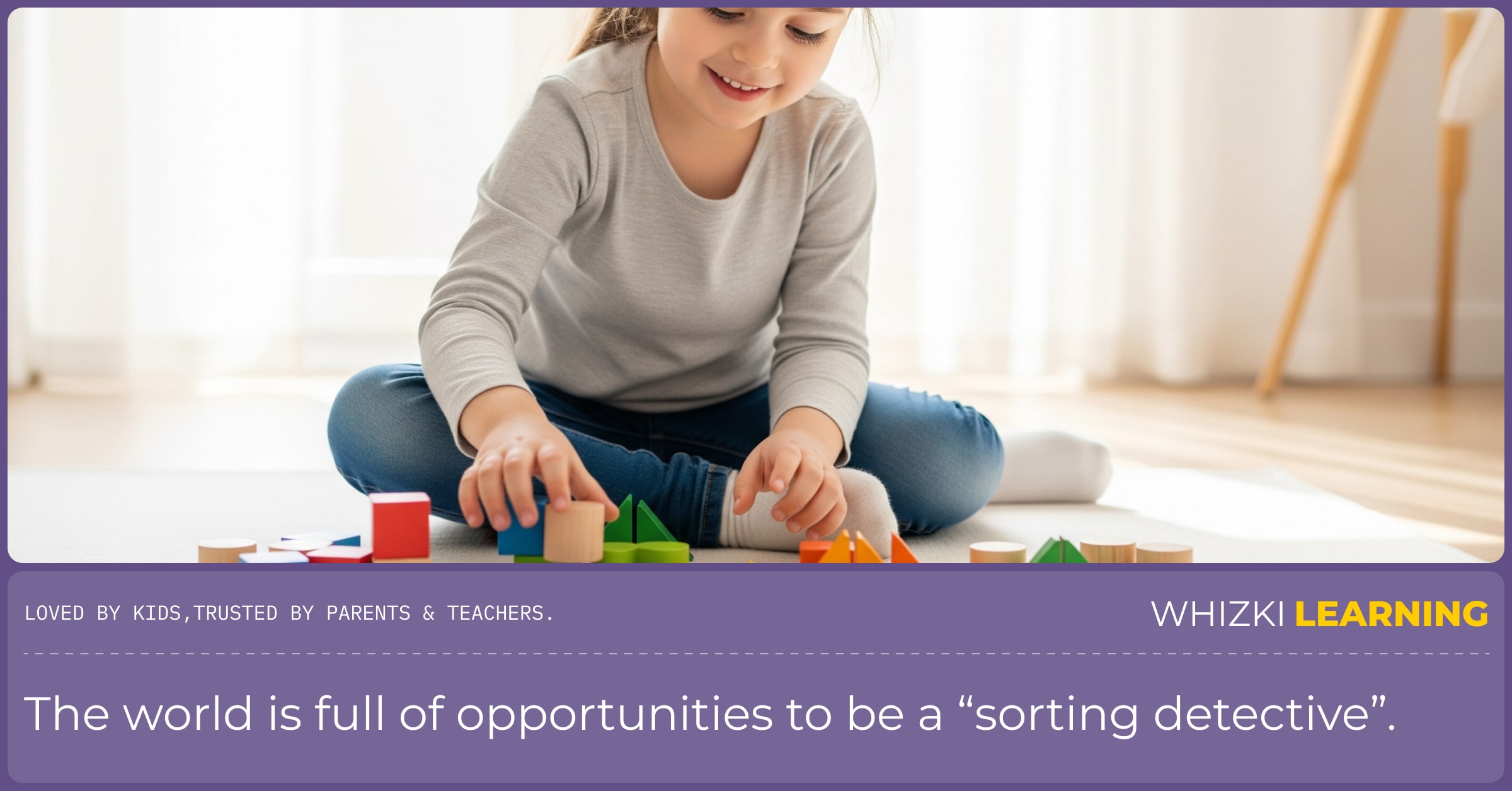 A young child sitting on a play mat, focused on sorting a collection of colorful blocks into separate groups.