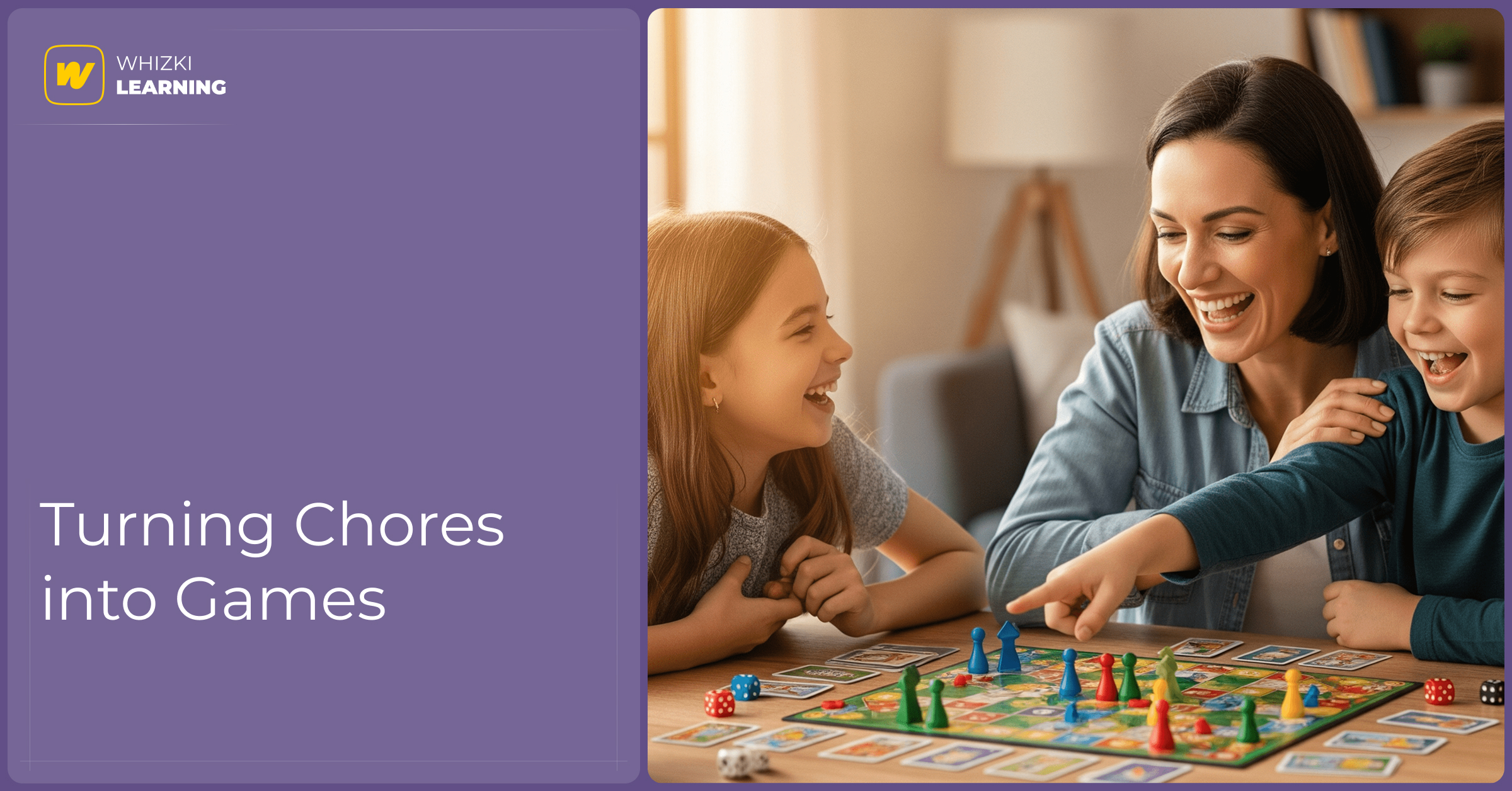 A family plays a board game together, showing how games build teamwork, communication, and create lasting memories.