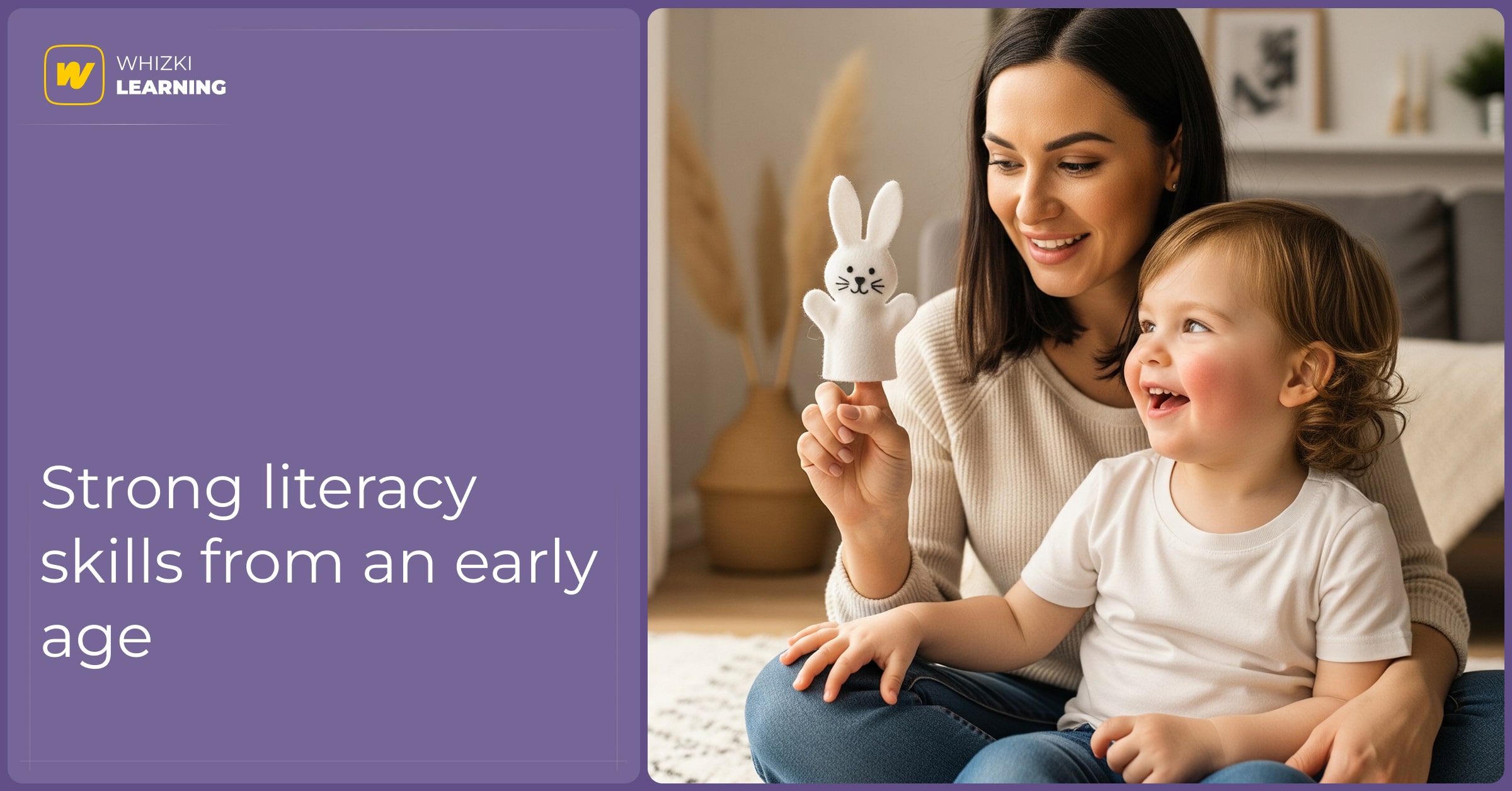 A mother and child use small finger puppets to act out a story, demonstrating how simple props can enhance imagination and language development.