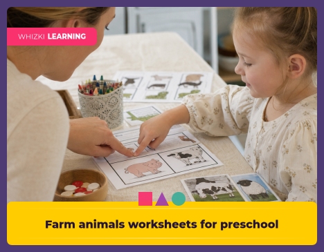 Farm animals worksheets for preschool practice || 'Tips for making learning at home super fun.'