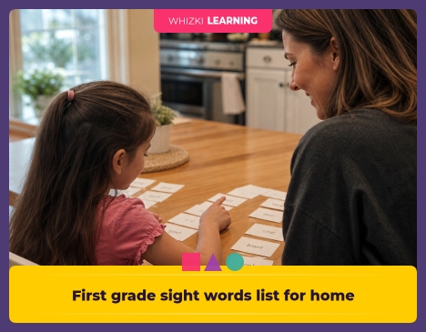 First grade sight words list for home practice || 'Tips for making learning at home super fun.'