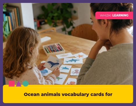 Ocean animals vocabulary cards for preschool play || 'Tips for making learning at home super fun.'