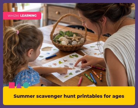 Summer scavenger hunt printables for ages 3-7 || 'Tips for making learning at home super fun.'