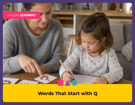 A parent and child at home play a screen-free scavenger hunt for Q words, with hands on paper and a gentle flashlight search in warm natural light.