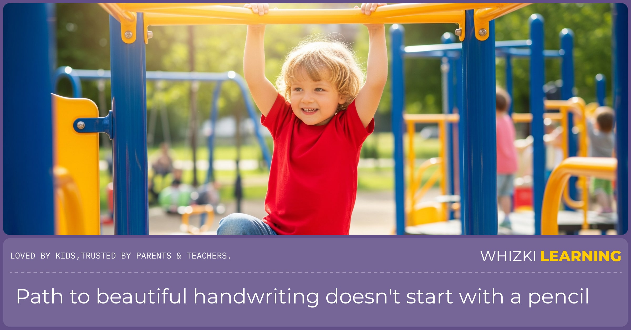 A young child confidently climbing on a playground structure, building core and shoulder strength.