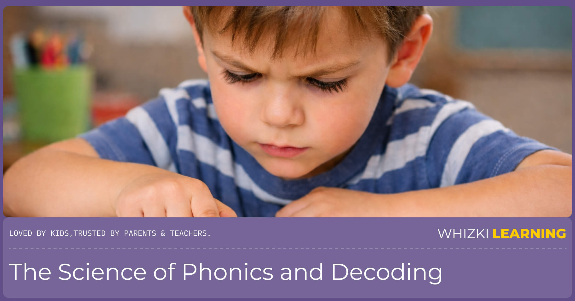 A young child using their index finger to track letters sequentially while sounding out a simple word in a reading book.