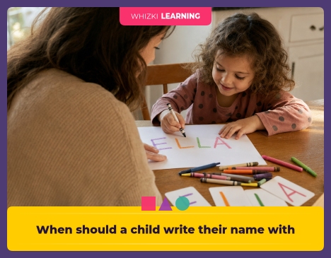 When should a child write their name with ease?