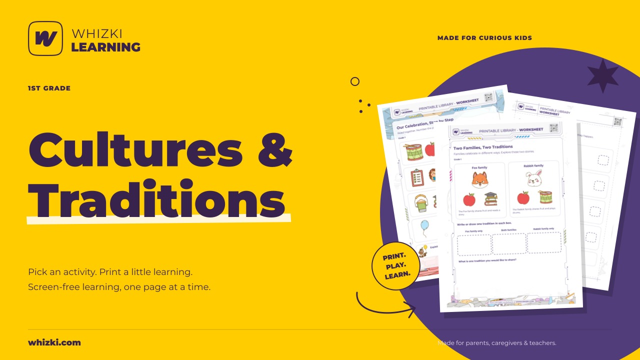Cultures & Traditions Worksheets for 1st Grade | Whizki