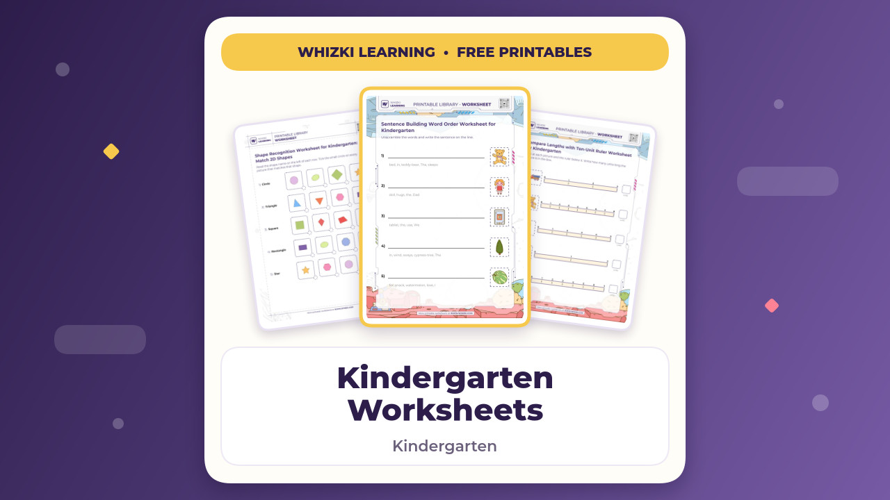 Printable Worksheets & Activities for Kindergarten | Whizki
