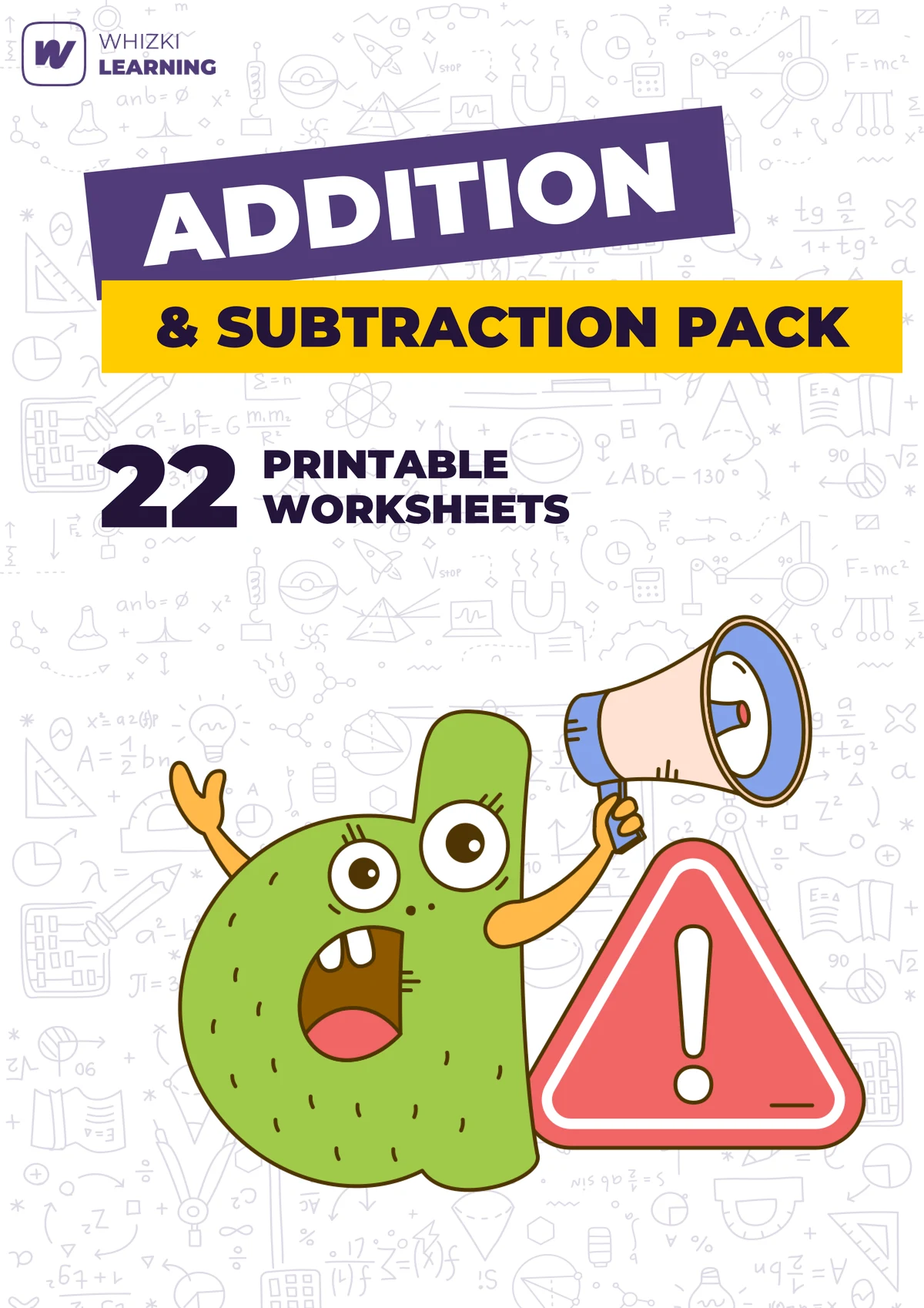 Addition and Subtraction Pack printable worksheet set cover