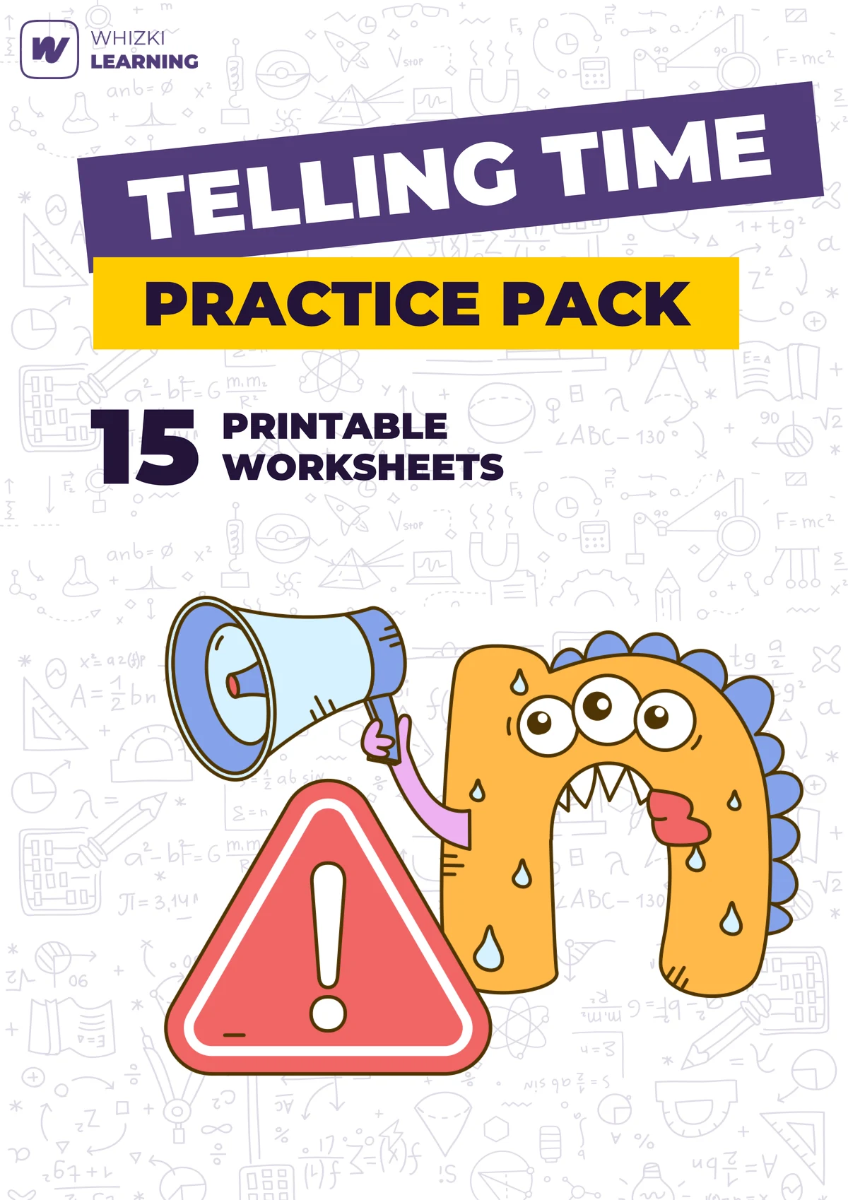 Telling Time Practice Pack printable worksheet set cover