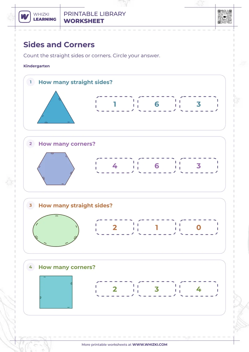 2D Shapes Sides and Corners Worksheet
