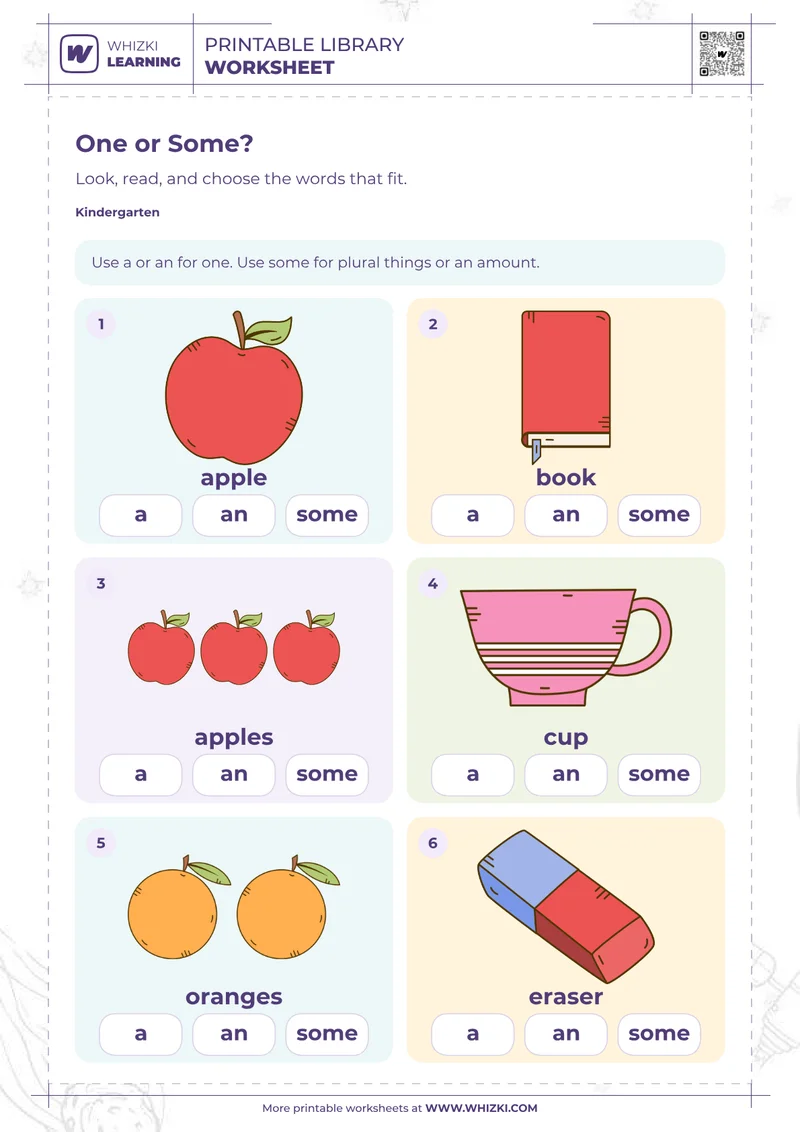 A, An, Some Determiners Worksheet