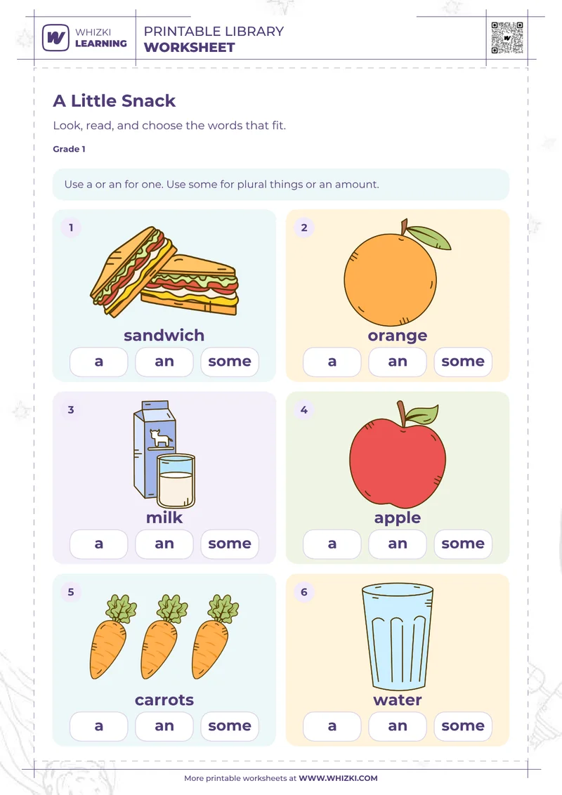 A Little Snack A An Some Worksheet