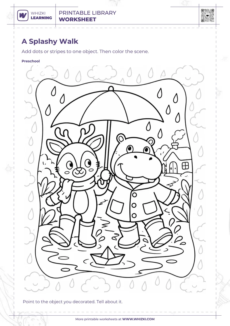 A Splashy Walk Story Coloring Worksheet