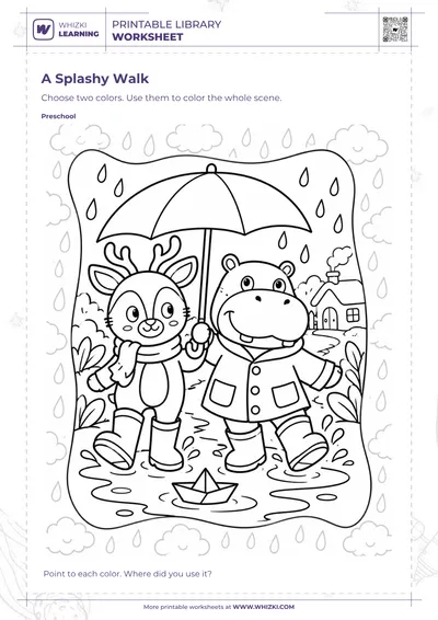 A Splashy Walk Story Coloring Worksheet