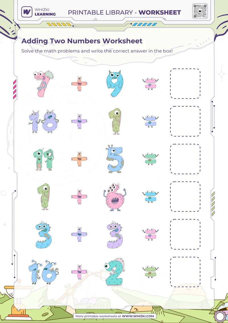 Adding Two Numbers Worksheet