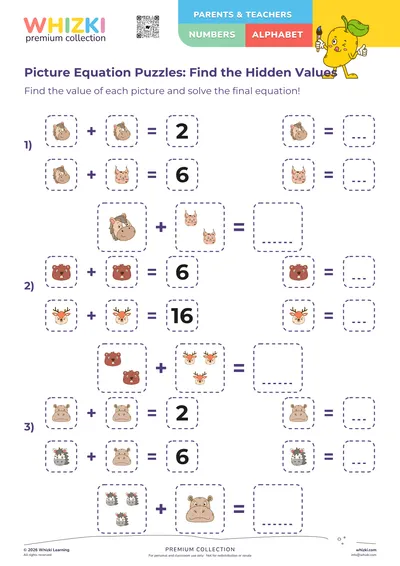 Picture Equation Puzzles: Find the Hidden Values