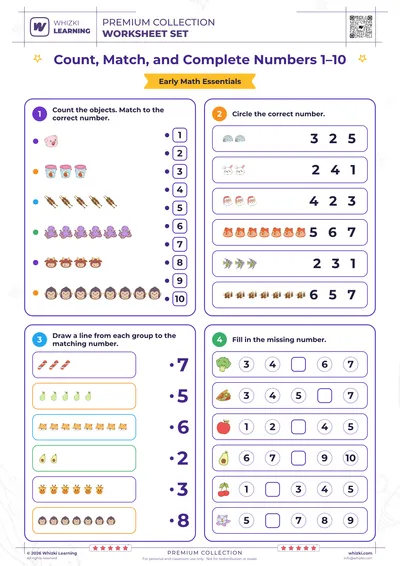 Count, Match, and Complete Numbers 1–10