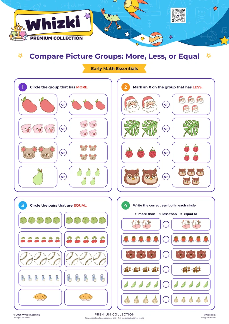 Compare Picture Groups: More, Less, or Equal