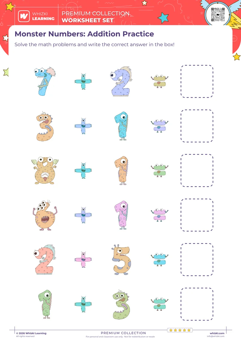 Monster Numbers: Addition Practice