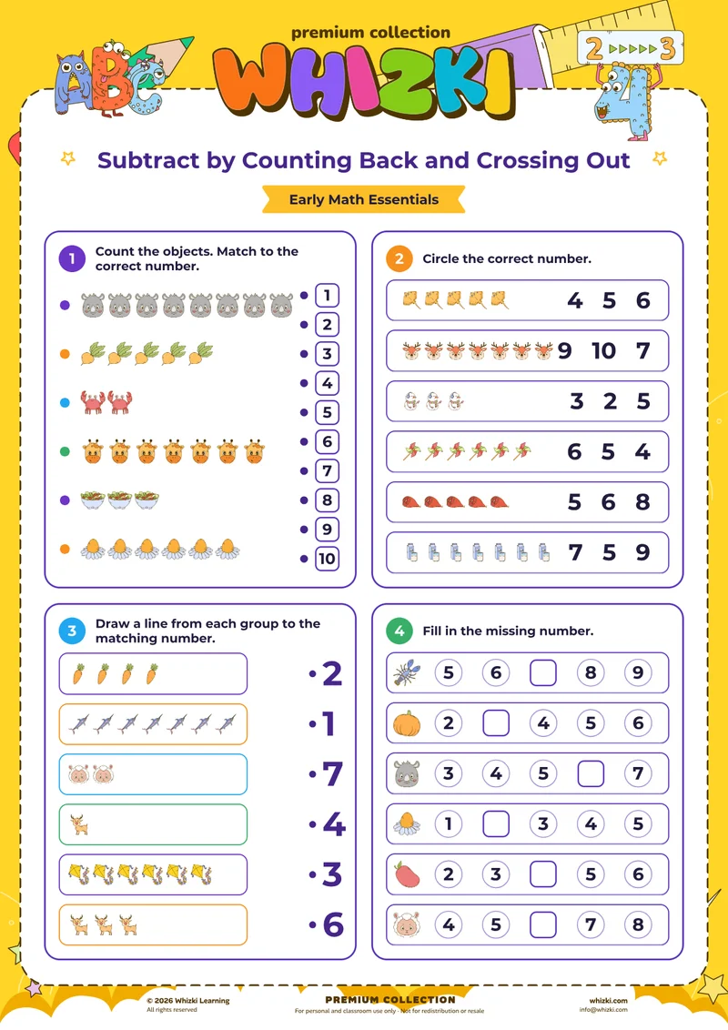 Subtract by Counting Back and Crossing Out