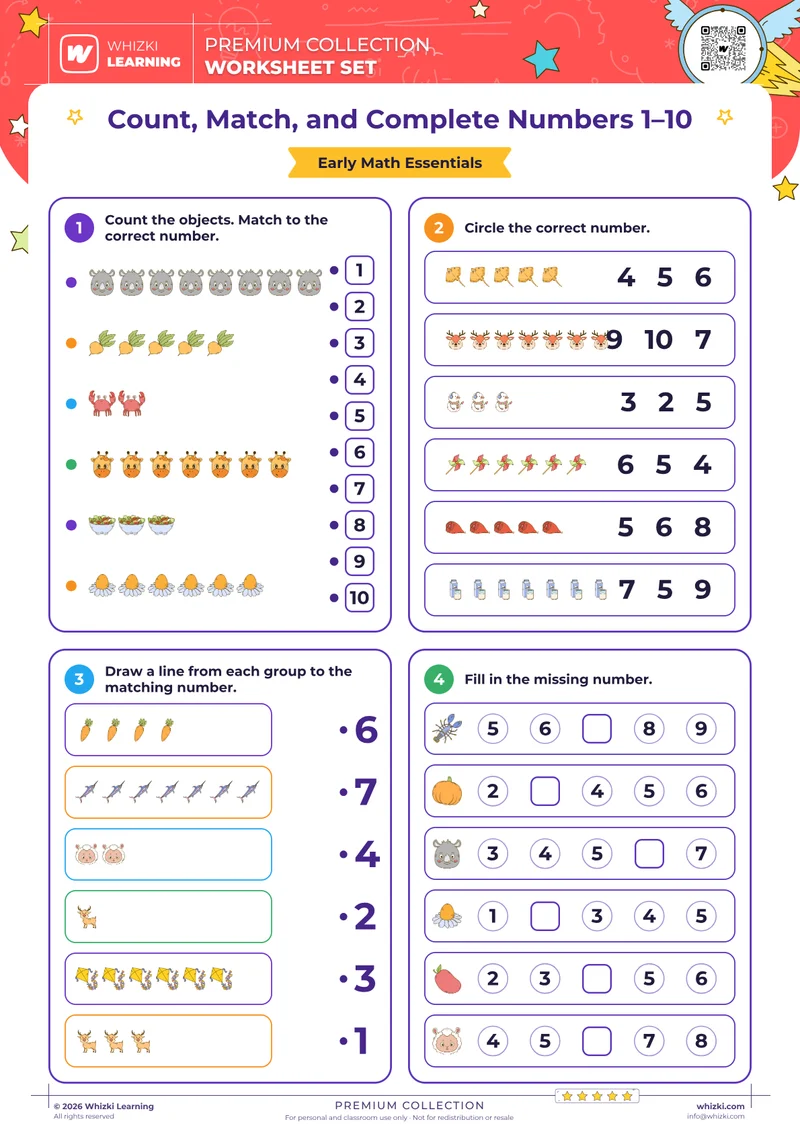 Count, Match, and Complete Numbers 1–10