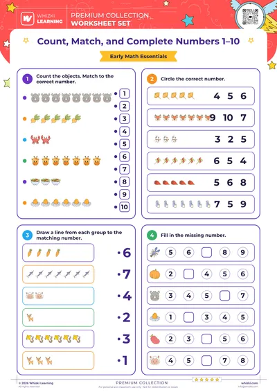 Count, Match, and Complete Numbers 1–10