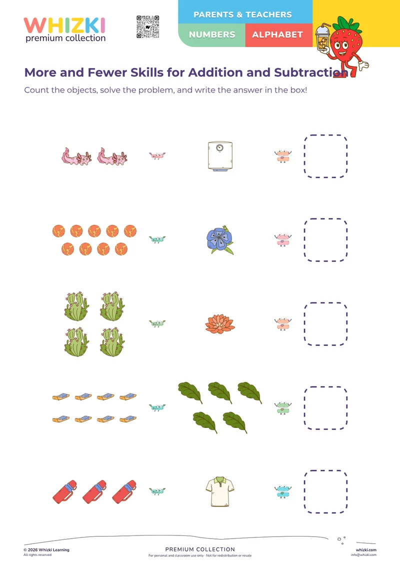More and Fewer Skills for Addition and Subtraction
