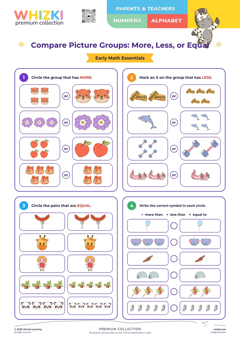 Compare Picture Groups: More, Less, or Equal