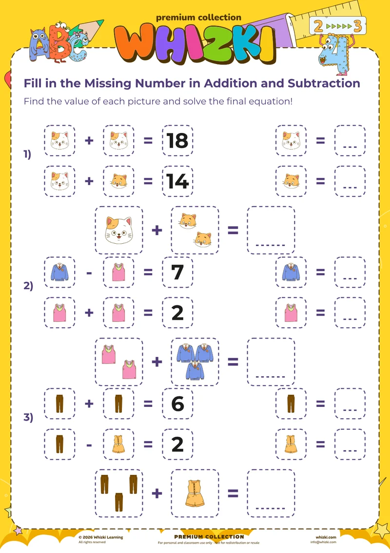 Fill in the Missing Number in Addition and Subtraction