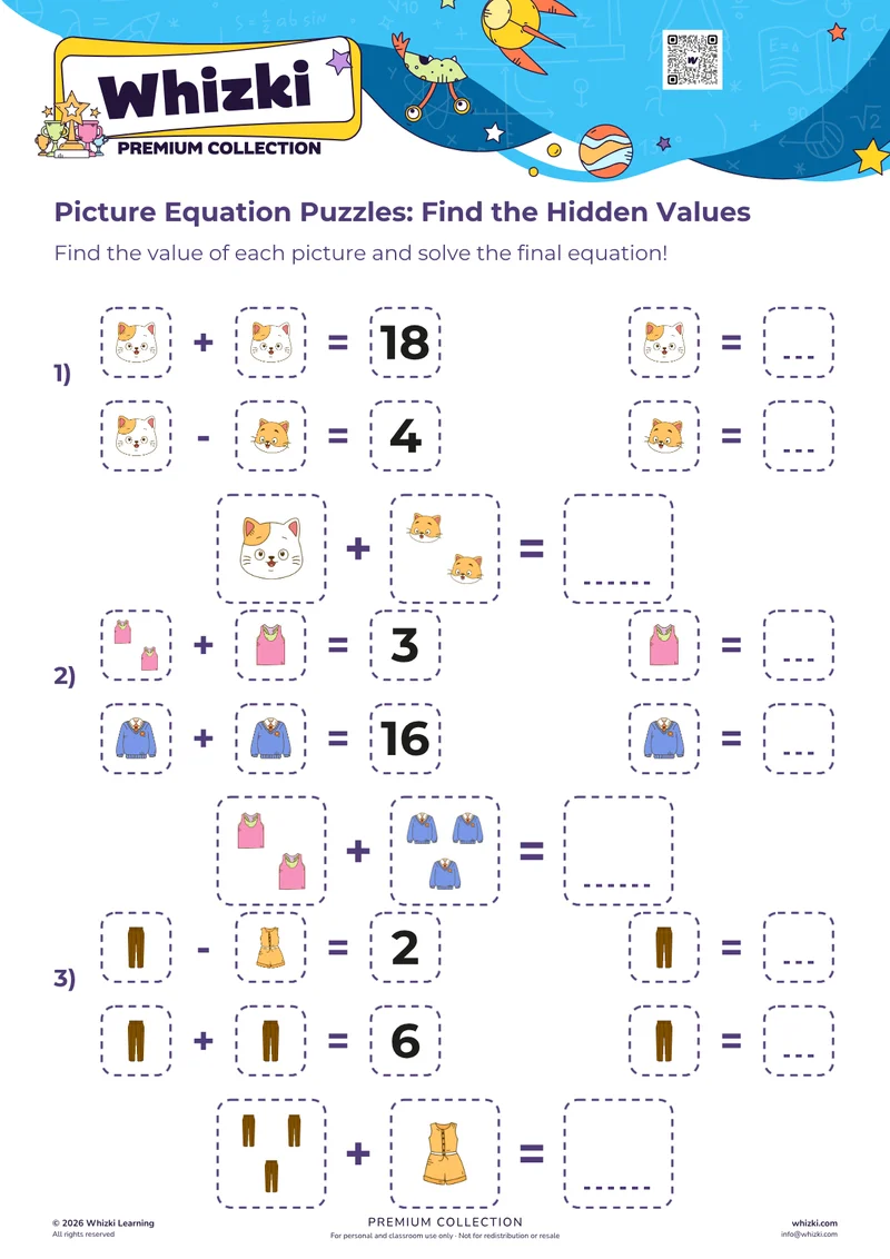Picture Equation Puzzles: Find the Hidden Values