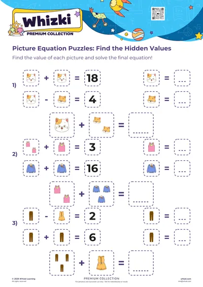 Picture Equation Puzzles: Find the Hidden Values