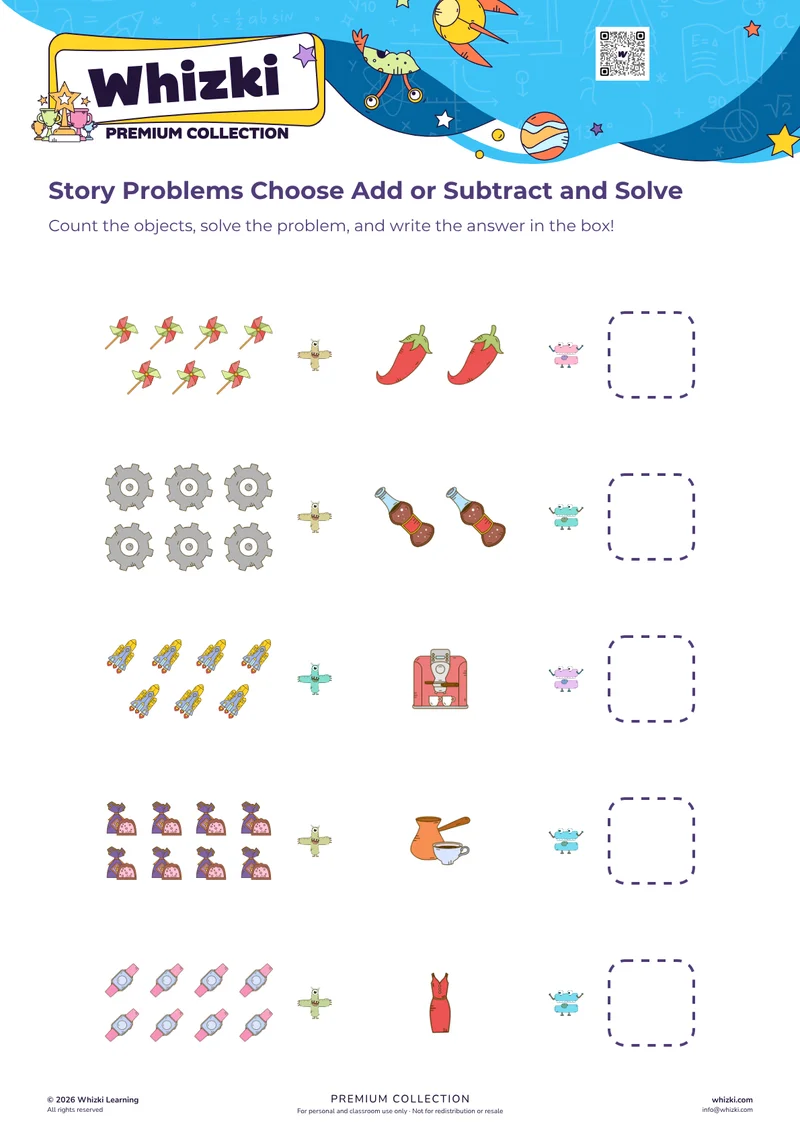Story Problems Choose Add or Subtract and Solve