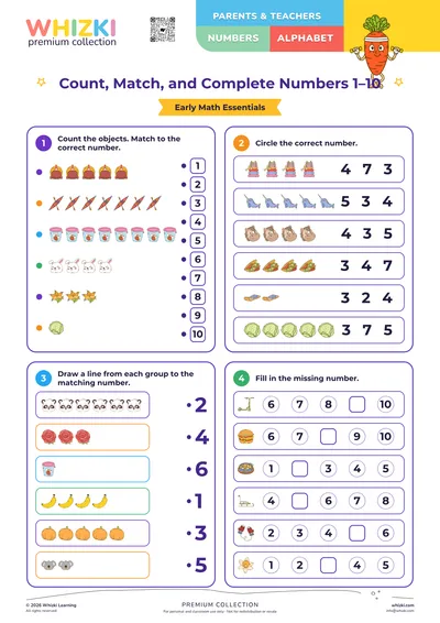 Count, Match, and Complete Numbers 1–10