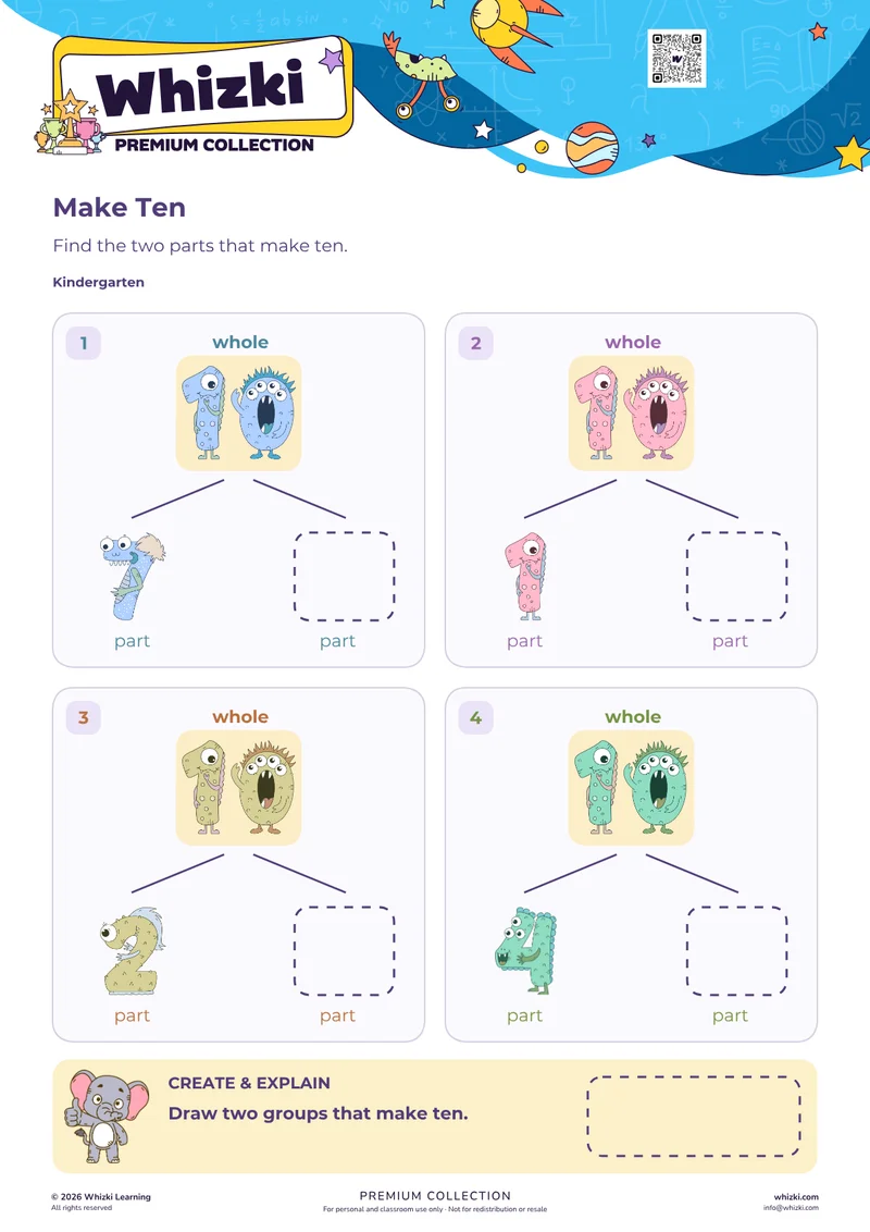 Make Ten Number Bonds for First Addition