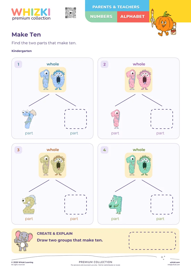 Number Bonds: Two Parts Make Ten