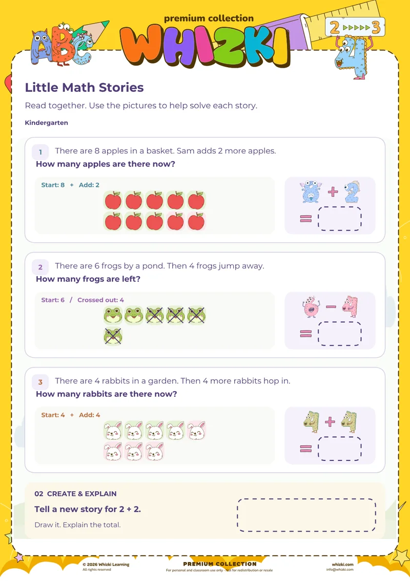 Picture Story Addition and Subtraction Problems