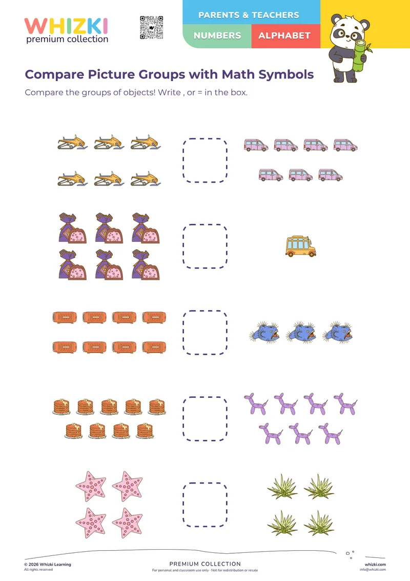 Compare Picture Groups with Math Symbols