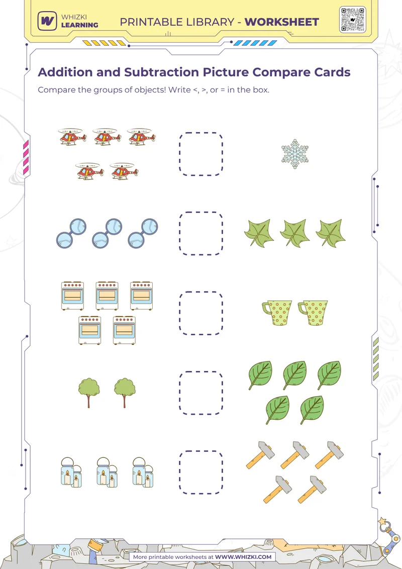 Addition and Subtraction Picture Compare Cards