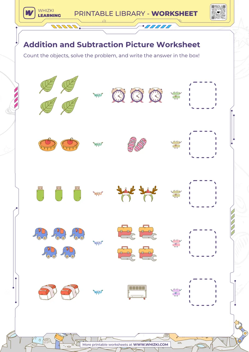 Addition and Subtraction Picture Worksheet