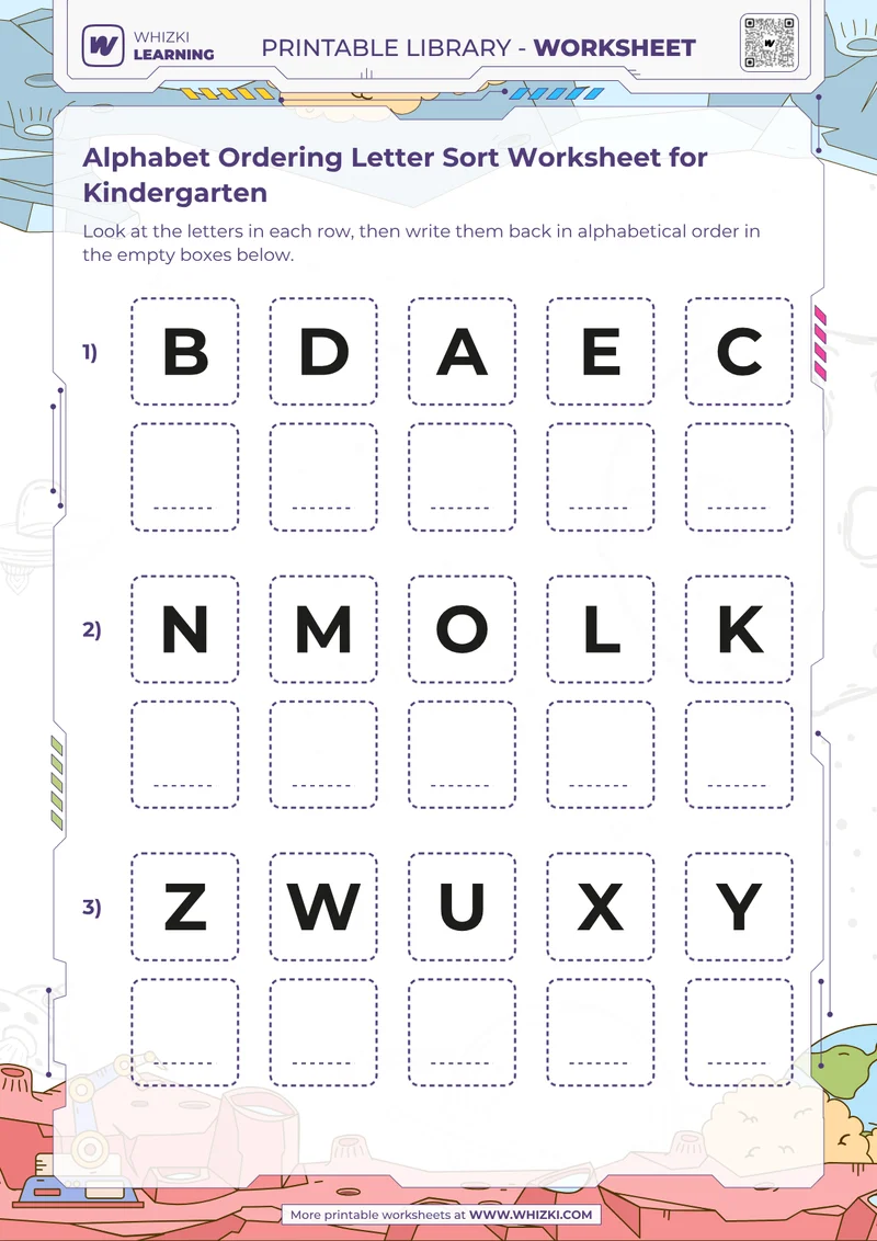 Alphabet Ordering Letter Sort Worksheet for Kindergarten
