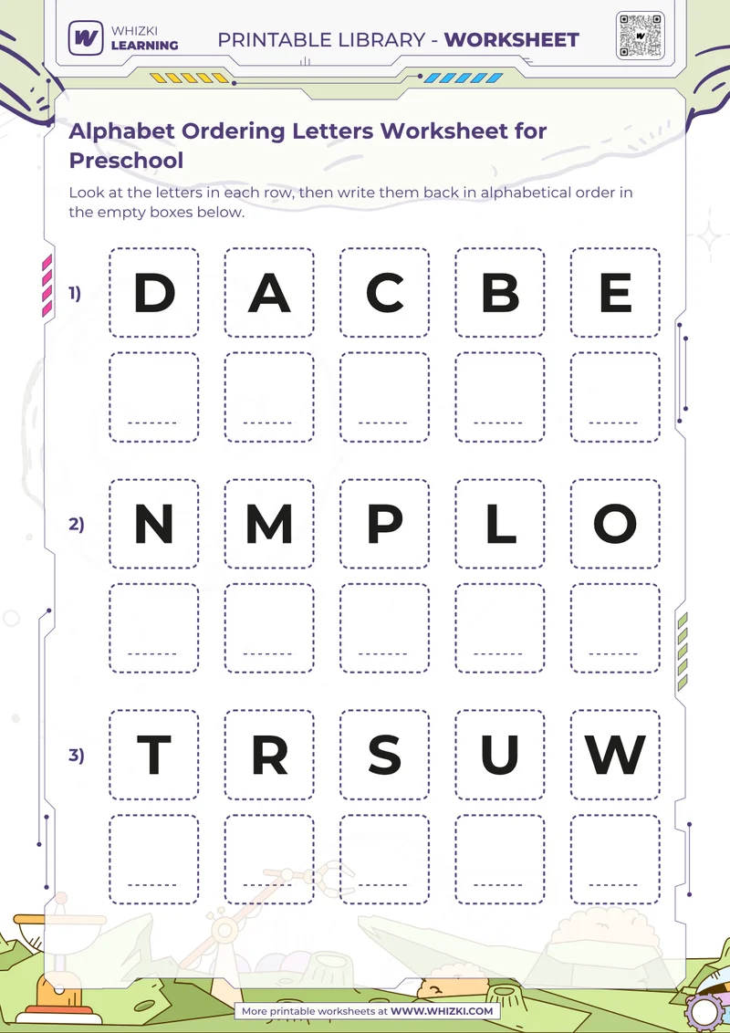 Alphabet Ordering Letters Worksheet for Preschool