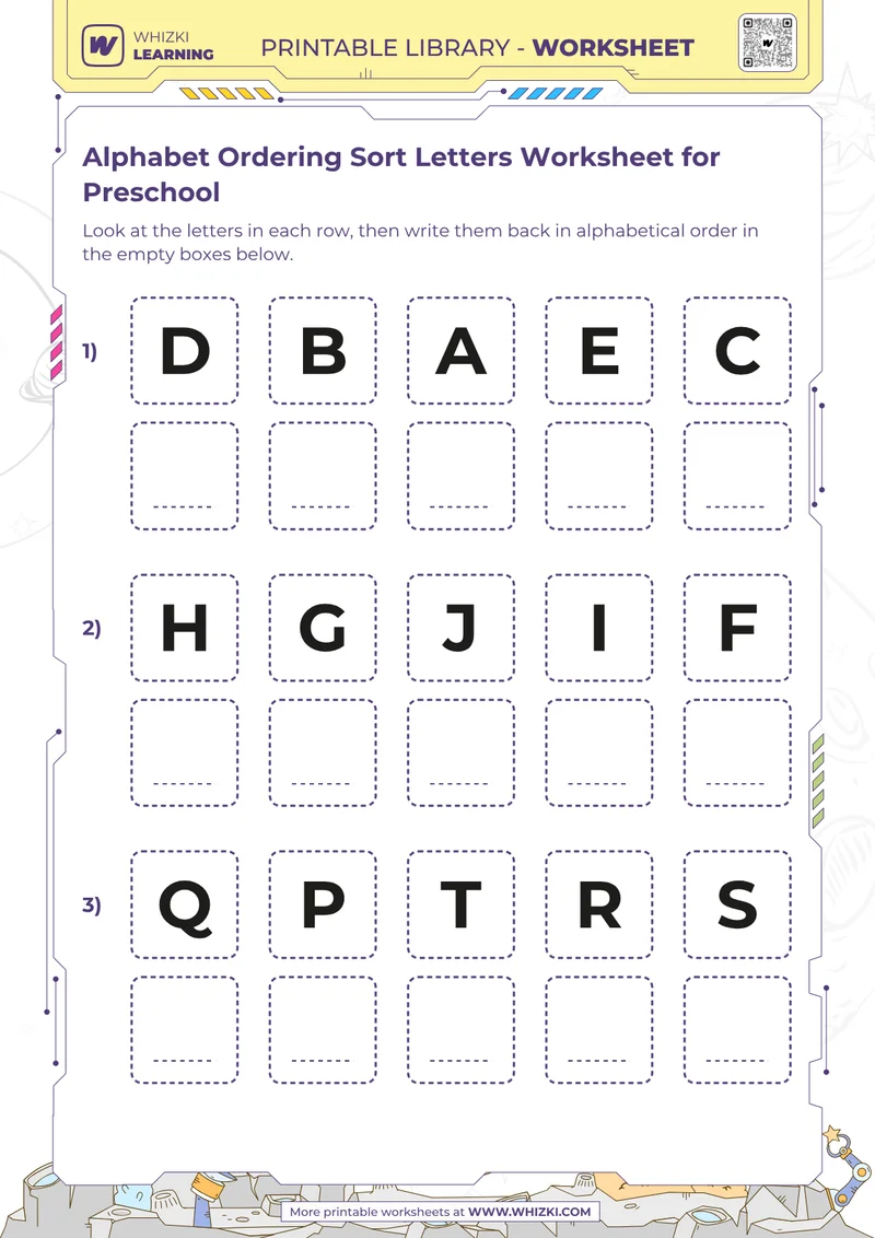Alphabet Ordering Sort Letters Worksheet for Preschool