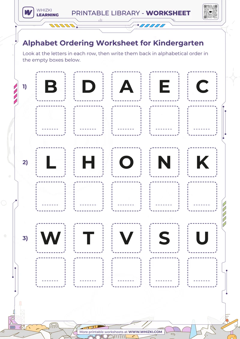 Alphabet Ordering Worksheet for Kindergarten